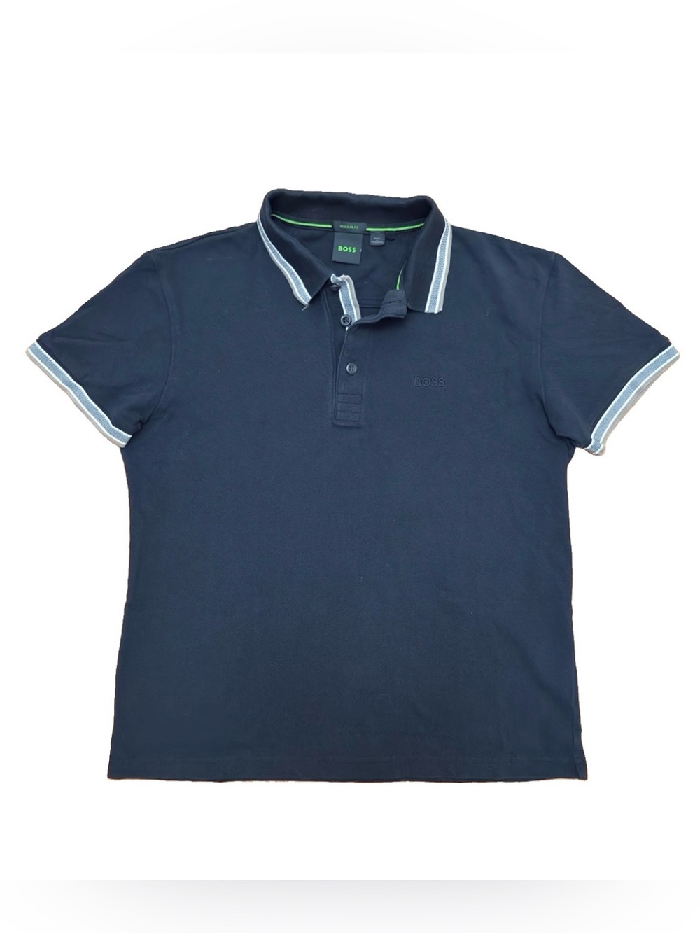 BOSS Hugo Boss Paddy Polo Shirt Small Black Cotton Pique Tipped Regular Fit